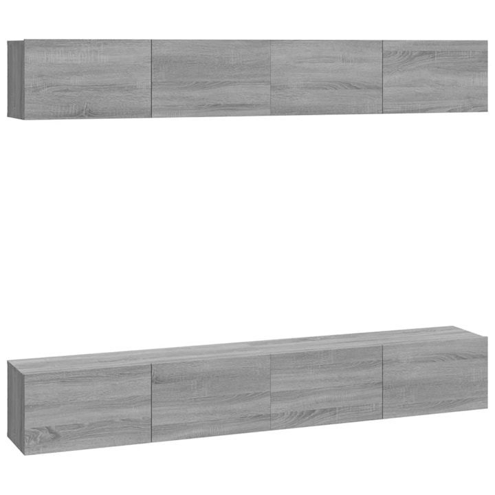 Set Dulapuri TV de perete vidaXL, 4 piese, gri sonoma, 100x30x30 cm