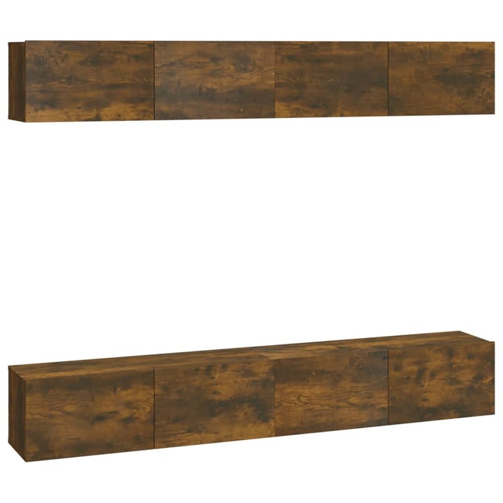 Set Dulapuri TV de perete vidaXL, 4 piese, stejar fumuriu, 100x30x30 cm