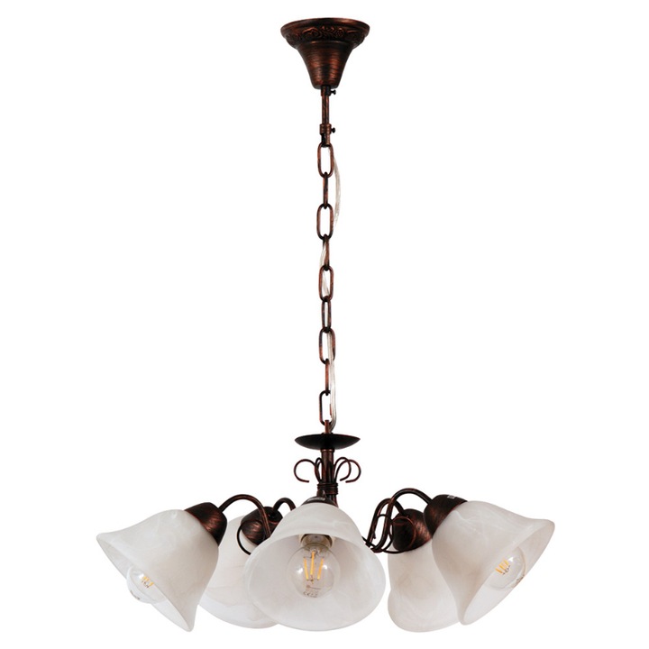 Candelabru, ARlight, 5 becuri, 63x77cm, Maro/Alb