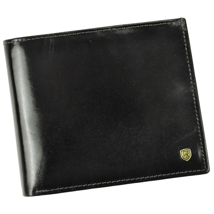 Portofel barbati, piele naturala, ROVICKY Kansas, protectie RFID, negru