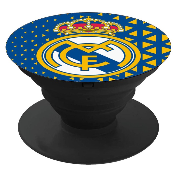 Suport adeziv popsocket, Real Madrid F.C., 4 cm, Negru