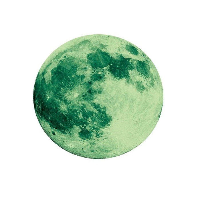 Sticker fosforescent luna, verde, 22 cm, MaffStuff