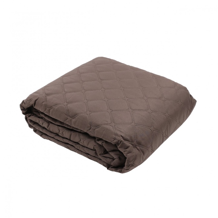 Cuvertura de pat GS2016-C, material poliester, culoare maro, 220 x 240 cm