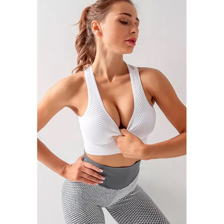 Bustiera fitness sustinere medie, Alb 279