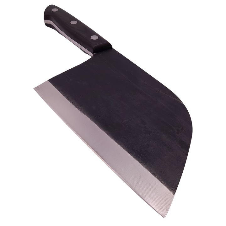 Cutitul bucatarului DEPOX®, lucrat manual, Chef Selection, 29 cm, 480 g, otel inoxidabil, negru