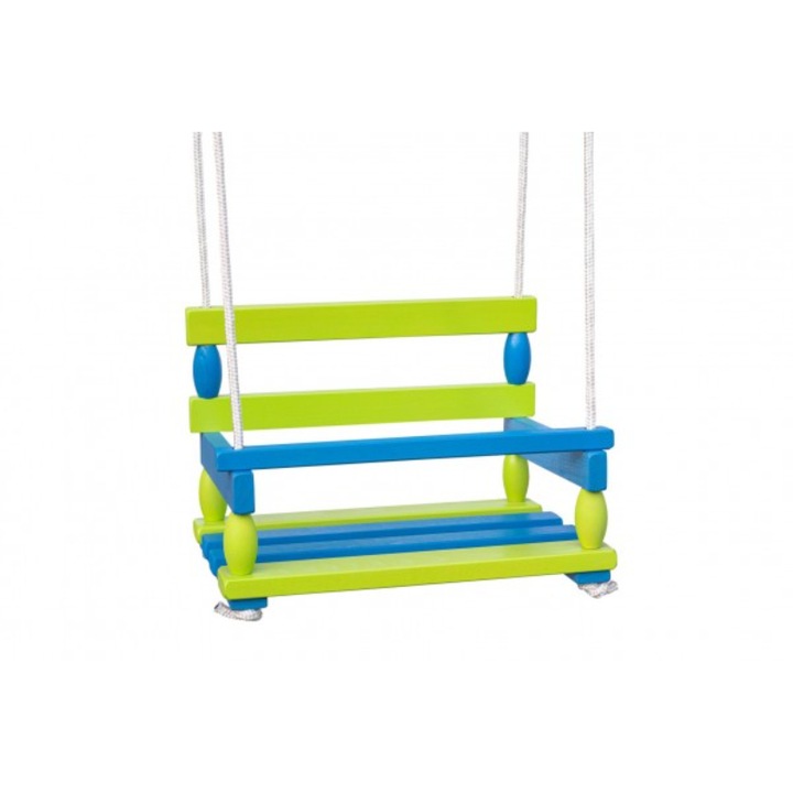 Gyerekhinta, Fa, 80kg, 40x30cm, 3 év+, Kék/Zöld