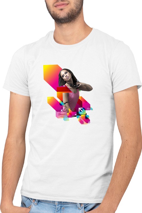 Tricou barbati Alicia Keys Colorful Ciercle Album Hyped Concert, alb, marime M