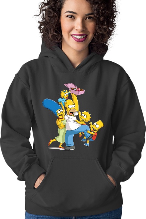 Hanorac dama The Simpsons Donut Lovers Kids Funny Life Mother, Negru
