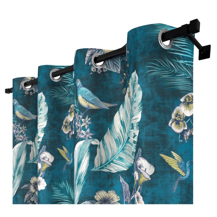 Перде, Voppi, Полиестер, 140x250 см, Закопчалка с халка, с шарка, Многоцветно