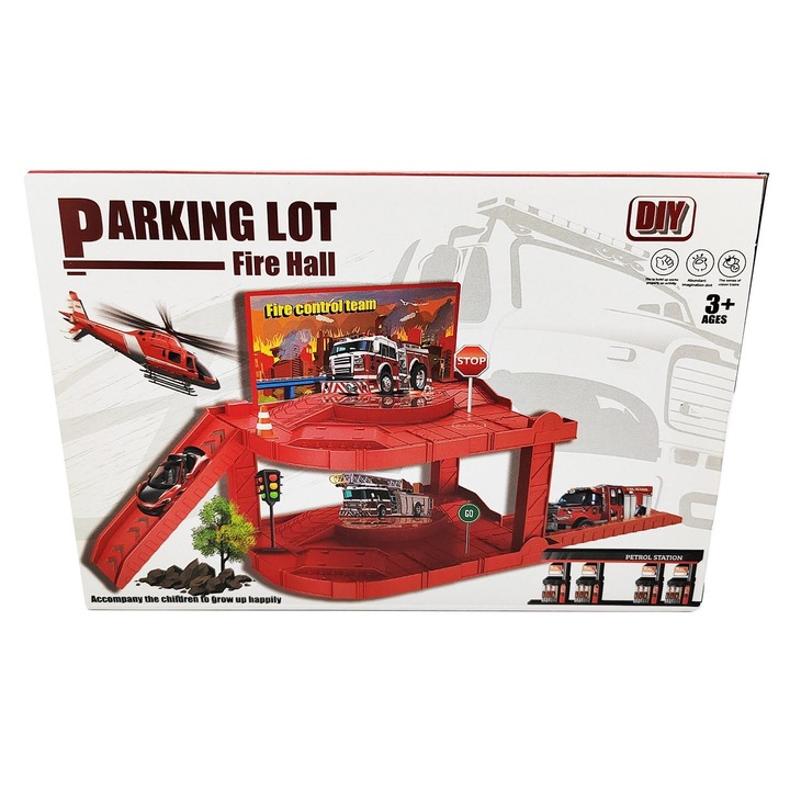 Set Pompieri, Baza de antrenament supraetajata, 14 piese, 24x16 cm, VisionXXI