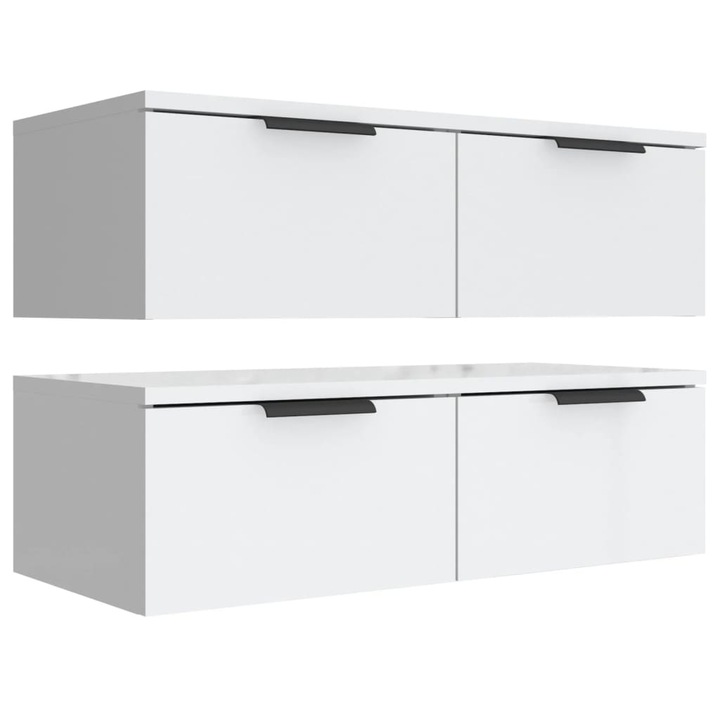 Комплект Тв Шкаф vidaXL, 2 бр, Бял, 68x30x20 см, Инженерно дърво