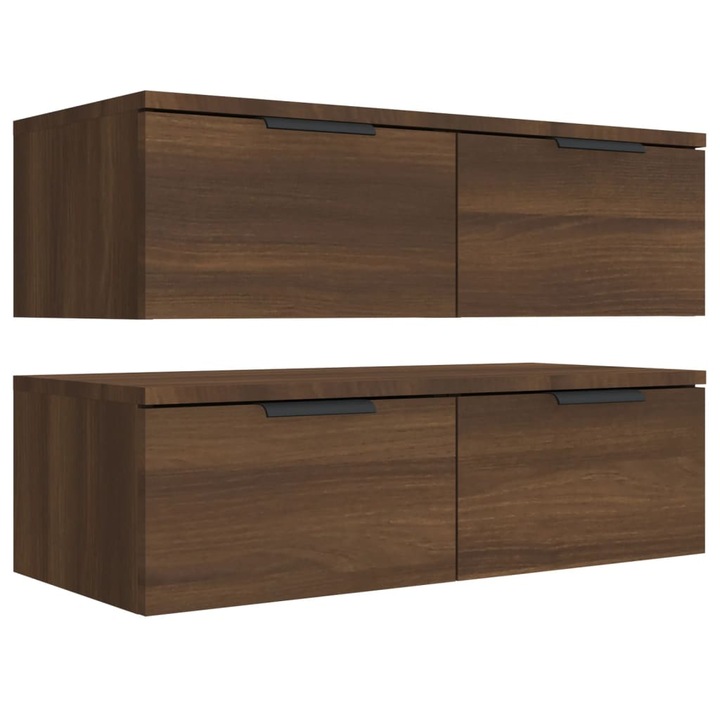 Комплект стенни шкафове vidaXL, 2 бр, Кафяв дъб, 68x30x20 см, Инженерно дърво