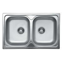 Pachet chiuveta bucatrie Livinox EC-195KSET LIV EC-195 + Baterie, 2 cuve, 800x500 mm, Inox, Argintiu