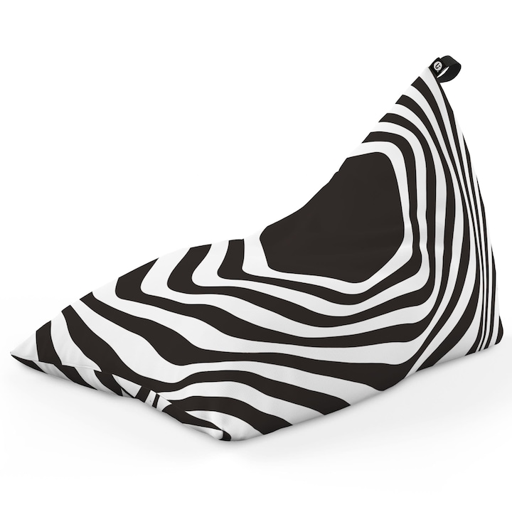 Fotoliu Updeco Puf Bean Bag tip Lounge, impermeabil, indoor/outdoor, sac interior, cu maner, 155 x 83 x 65 cm, abstract zebra