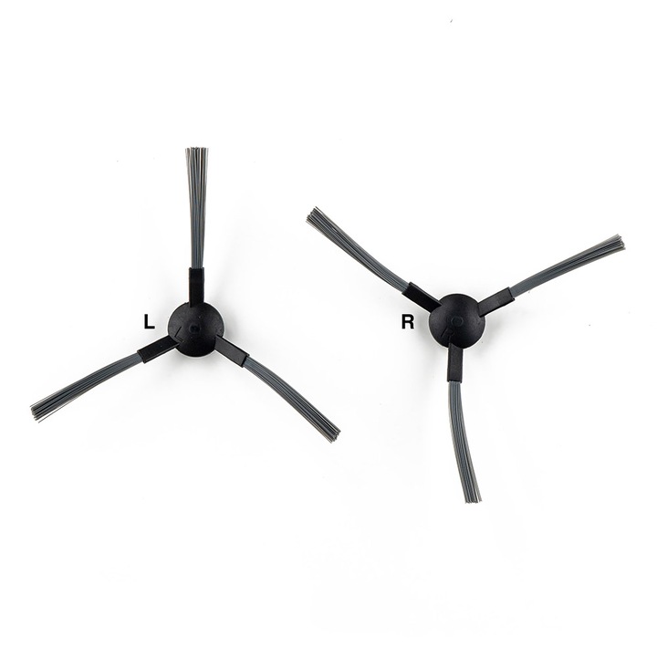 Set 2 perii rotative pentru aspirator robot, Muhler, Montare stanga/dreapta, Plastic, Negru
