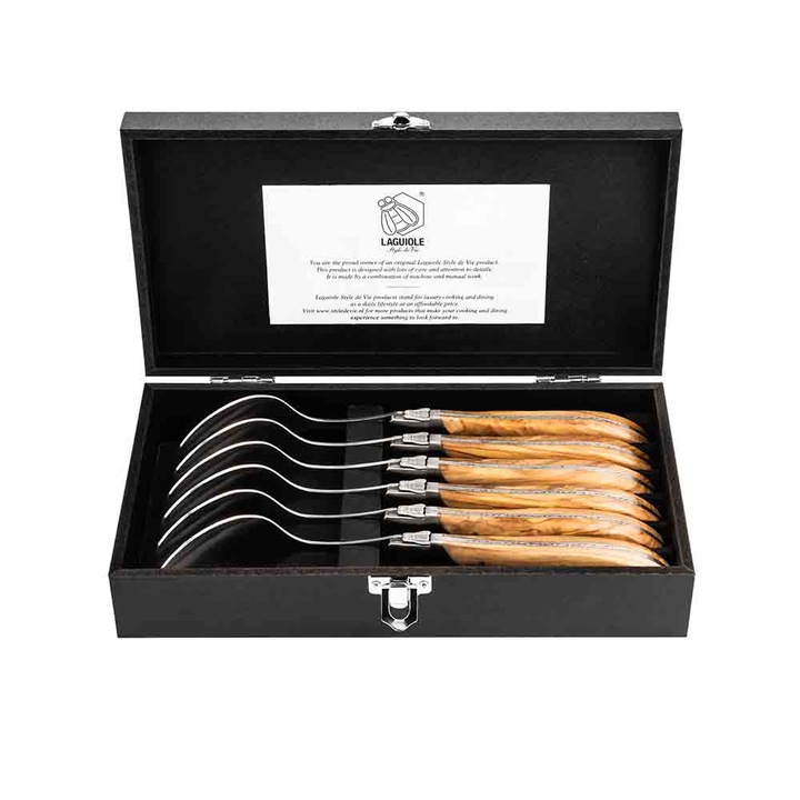 Set 6 linguri Style de Vie Laguiole, Maro/Argintiu