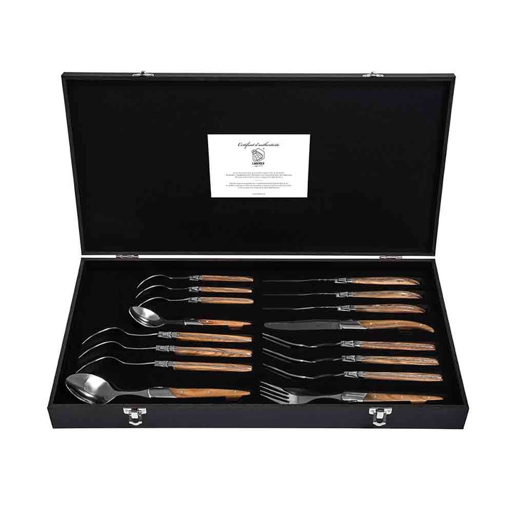 Комплект прибори за хранене Style de Vie Laguiole Luxury Olive, 16 броя, черна кутия