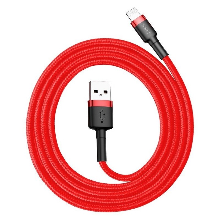 Cablu USB, Baseus, Cafule 2.4A tip Lightning 0.5m, Rosu