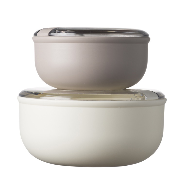 Set de 2 cutii alimentare rotunde Pull Box 15,7x15,7x8,2 cm. si 20,5x20,5x10 cm. 0,75 lt si 1,8 lt luna