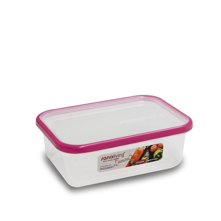 Cutie de Conservare alimente Sanaliving 19x14x6,5 cm. 1L capac fucsia
