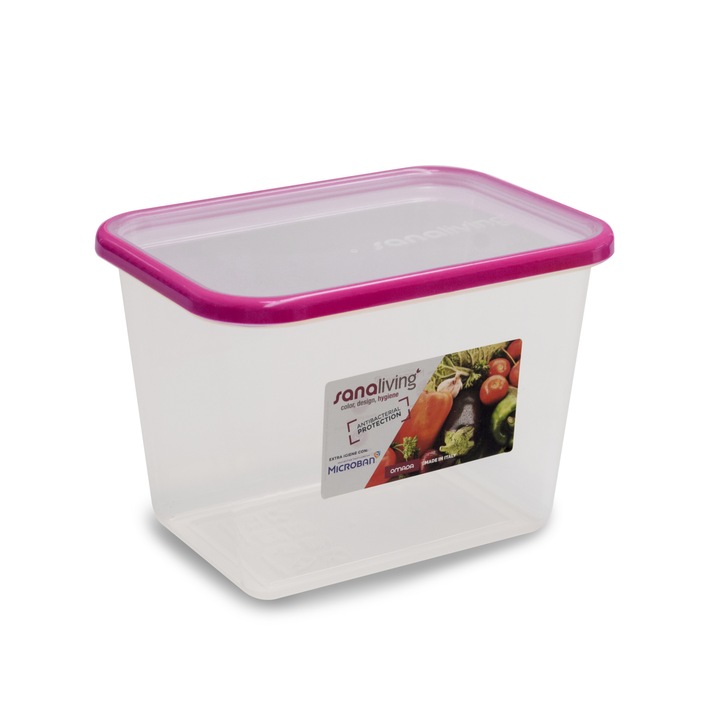 Cutie de Conservare alimente Sanaliving19x14x13,5 cm. 2,1L capac fucsia