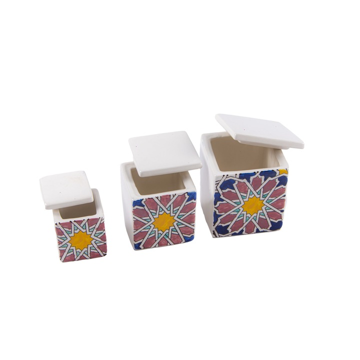 Комплект от 3 броя Etoile керамични съдове за подправки/захар/ориз/разни, ръчна изработка