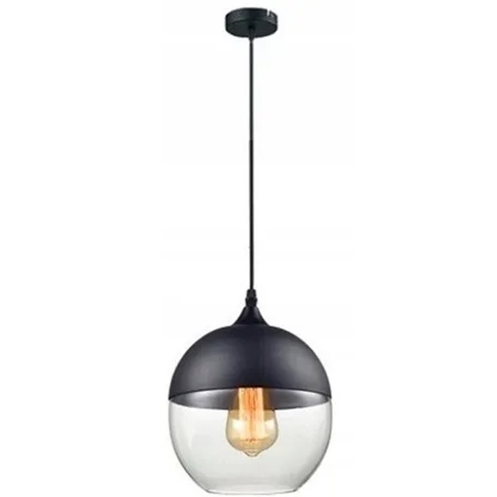 Pendul Suspendabil Zenit Sticla Metal Plastic Black 1 Sursa E27 40W 200x200 mm