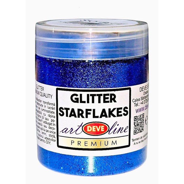 Glitter starflakes metalic vision, DEVE, 50gr sclipici albastru cer, Sky Blue