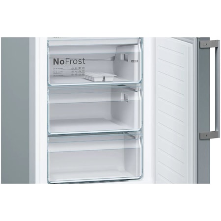 Combina frigorifica Bosch KGN397LEQ, 368 l, NoFrost, Clasa E, H 203 cm, Inox AntiAmprenta