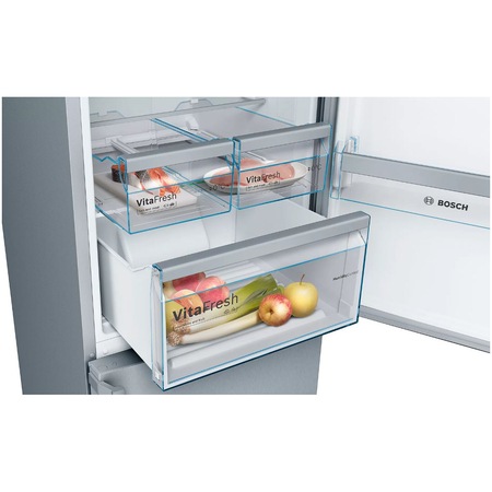 Combina frigorifica Bosch KGN397LEQ, 368 l, NoFrost, Clasa E, H 203 cm, Inox AntiAmprenta