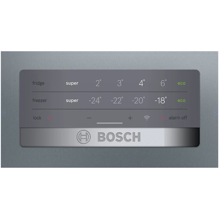 Combina frigorifica Bosch KGN397LEQ, 368 l, NoFrost, Clasa E, H 203 cm, Inox AntiAmprenta