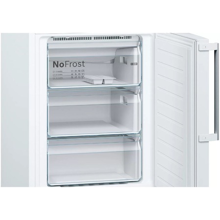 Combina frigorifica Bosch KGN39VWEQ, 368 l, NoFrost, PerfectFit, Iluminare LED, Clasa E, H 203 cm, Alb