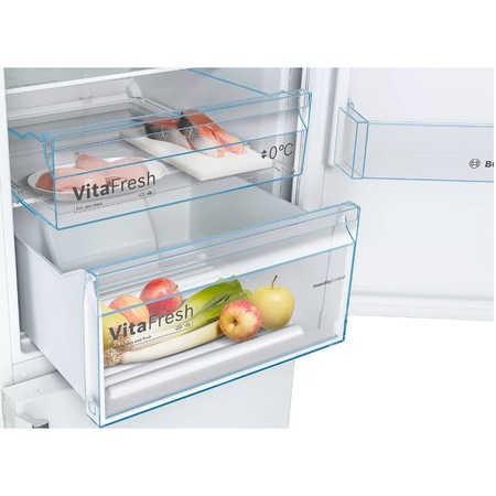 Combina frigorifica Bosch KGN39VWEQ, 368 l, NoFrost, PerfectFit, Iluminare LED, Clasa E, H 203 cm, Alb