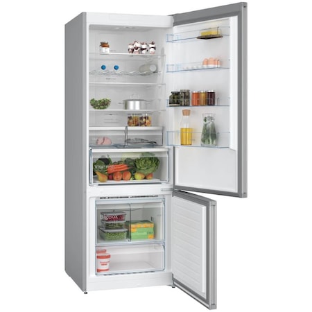 Хладилник с фризер Bosch KGN56XLEB, 508 л, NoFrost, PerfectFit, LED осветление, Клас Е, H 193 см, Неръждаема стомана