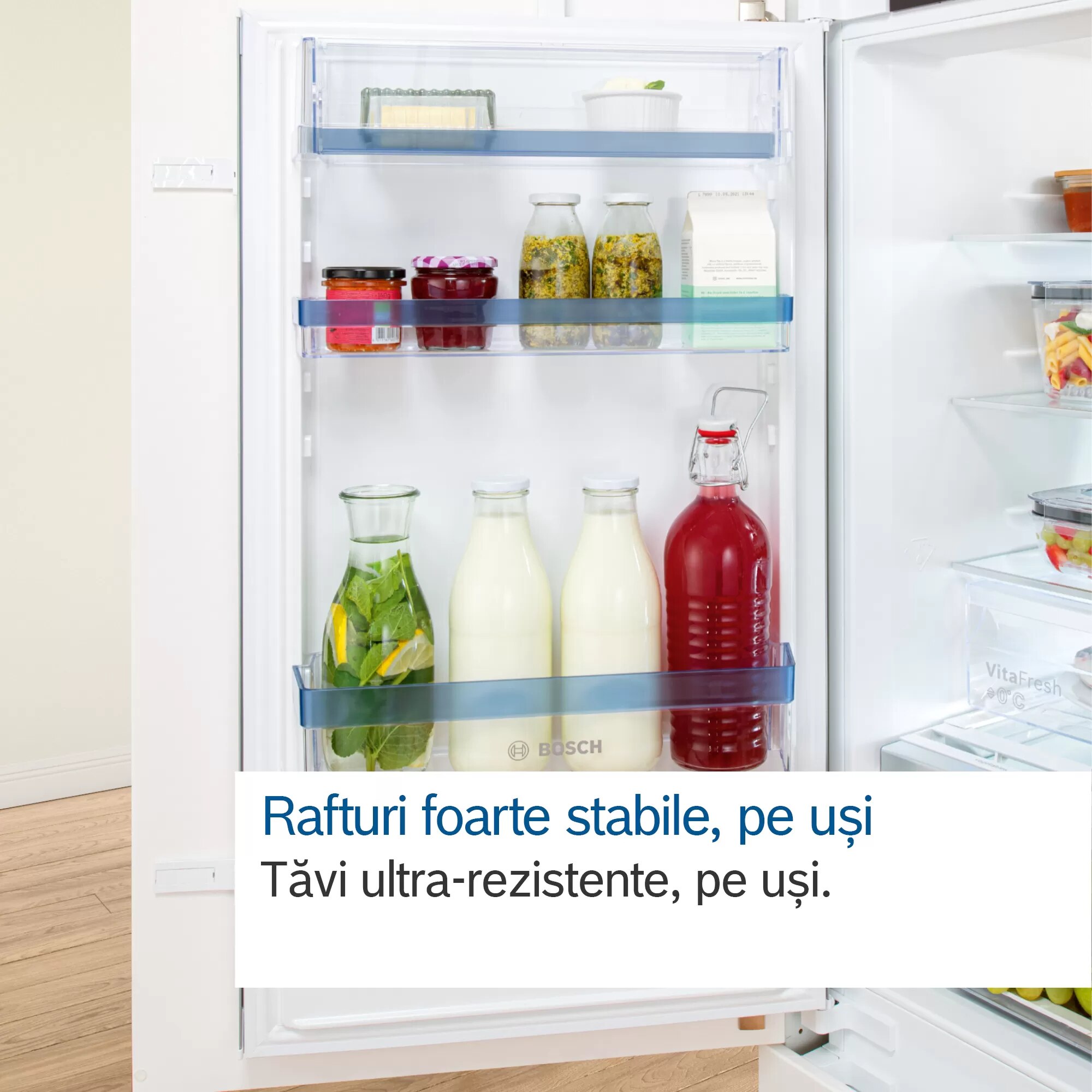 Frigider cu o usa incorporabil Bosch KIL42VFE0 , 187 l, EcoAirflow, Iluminare LED, FreshSense, Clasa E, H 122 cm