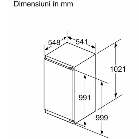 Frigider cu o usa incorporabil Bosch KIR31VFE0, 165 l, EcoaAirflow, Iluminare LED, Clasa E, H 102 cm