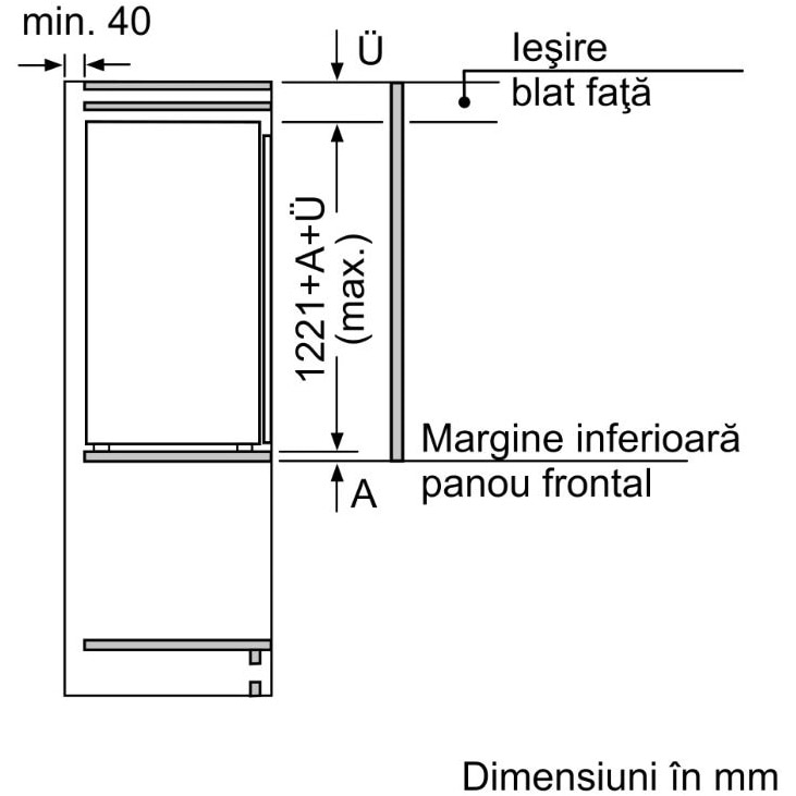 Frigider cu o usa incorporabil Bosch KIR41VFE0, 204 l, EcoAirflow, Iluminare LED, FreshSense, Clasa E, H 122 cm