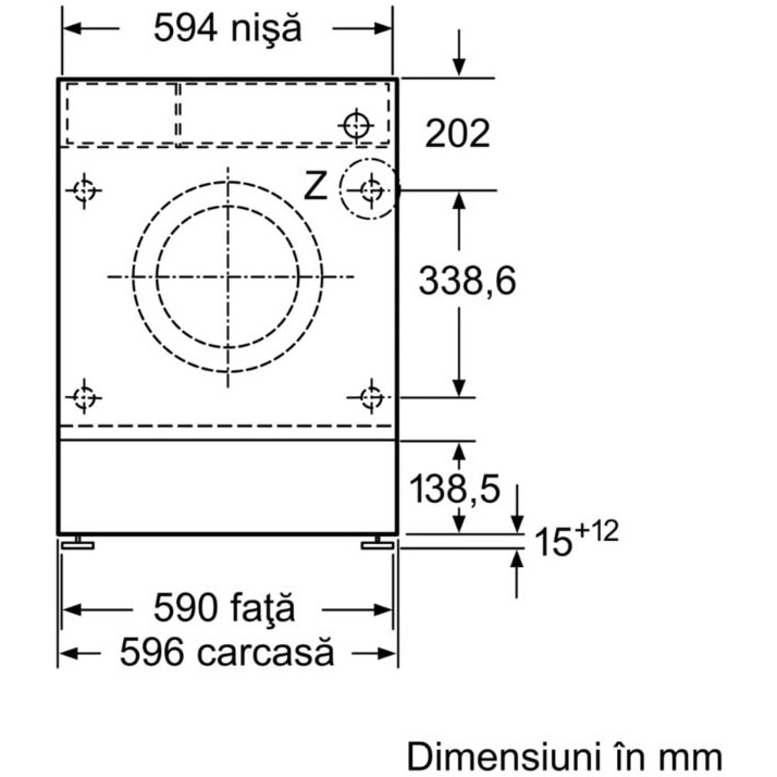 Masina de spalat rufe incorporabila Bosch Seria 8 WIW28542EU, 8 kg, 1400 RPM, Motor EcoSilence Drive, SpeedPerfect, ActiveWater Plus, VarioDrum, Clasa C, Alb