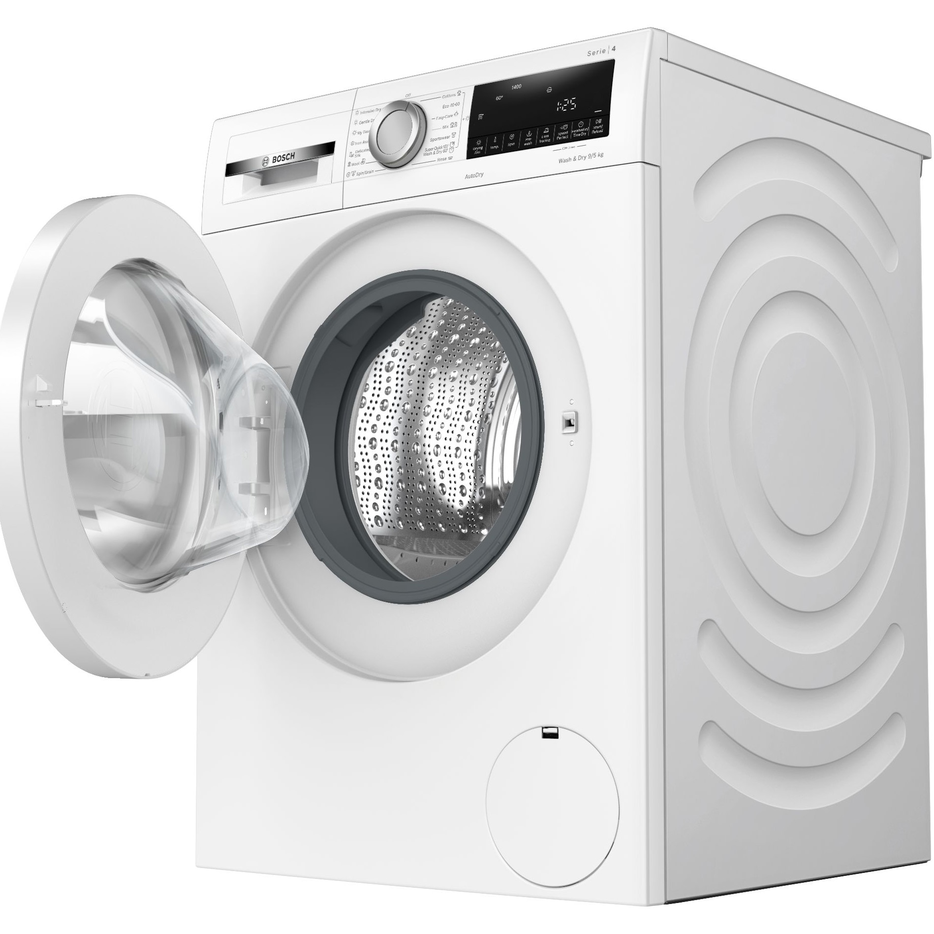 Masina de spalat rufe cu uscator Bosch WNA144V0BY, Spalare 9 kg, Uscare 5 kg, 1400 RPM, Clasa B, Motor EcoSilence Drive, AutoDry, Alb
