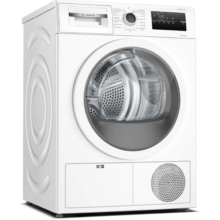 Uscator de rufe Bosch WTH85205BY, Pompa de caldura, 7 kg, 15 programe, AutoDry Technology, Clasa A++, Alb