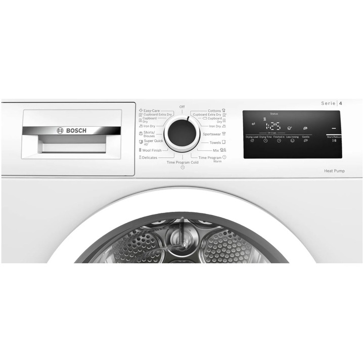 Uscator de rufe Bosch WTH85205BY, Pompa de caldura, 7 kg, 15 programe, AutoDry Technology, Clasa A++, Alb