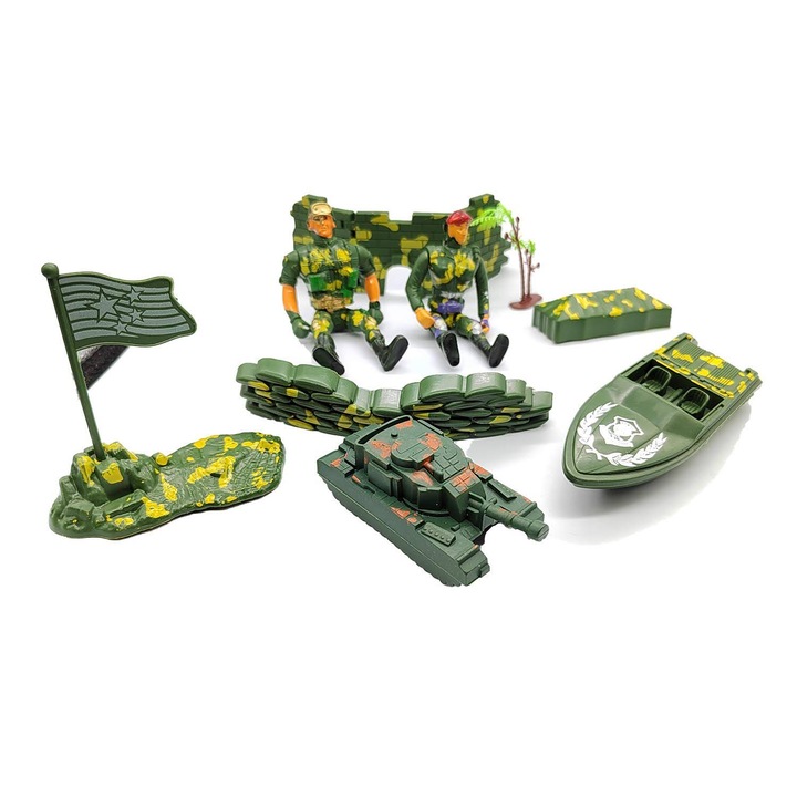 Set soldati cu vehicule, fortareata, accesorii, 12 piese, VisionXXI