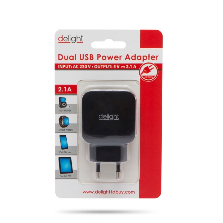 Incarcator 2x USB 2,1A, Culoare negru