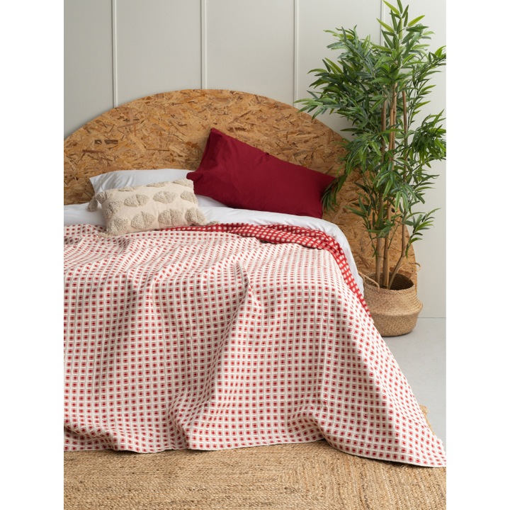 Patura, Palamaiki, Bumbac, 220x260 cm, Rosu