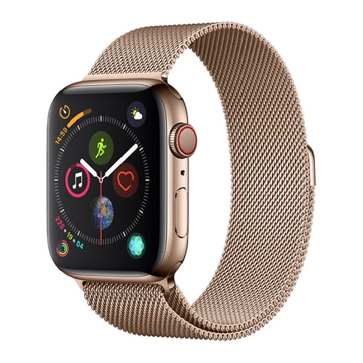 Apple Watch Series 5 44mm / Watch Series 4 44mm / Watch Series 2 42mm Devia elegant pótszíj (egyedi méret, fém, milánói szíj, mágneses zár) arany