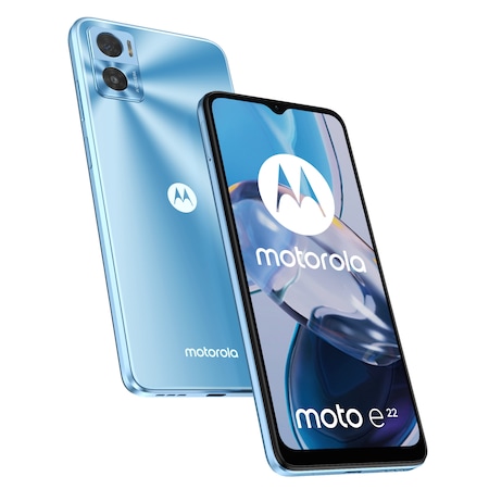 Telefon mobil Motorola Moto E22, Dual SIM, 64GB, 4GB RAM, 4G, Crystal Blue