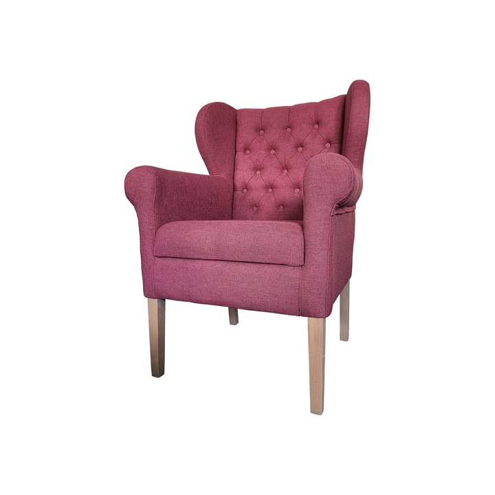 Fotoliu Denver, stofa roz inchis, picior gri natural, 66x57x90