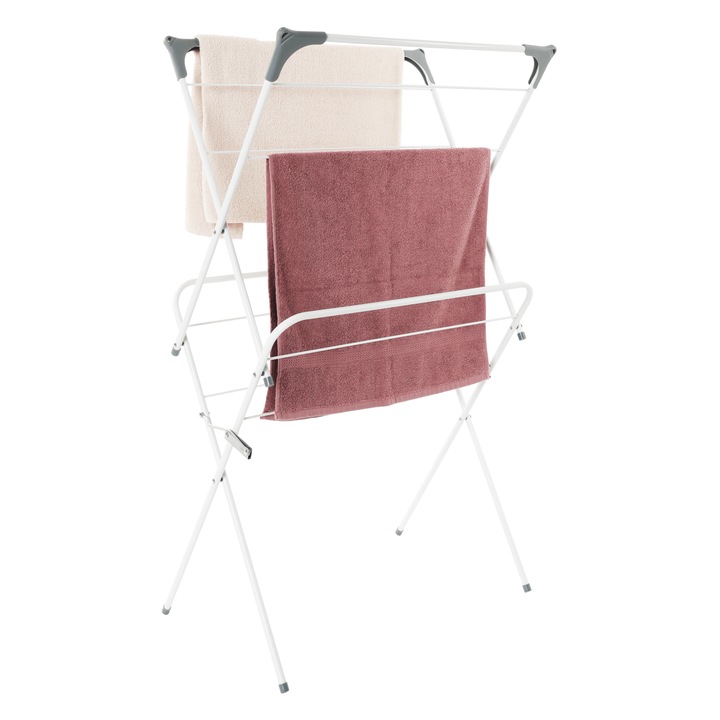 Fehér szürke fém ruhaszárító Nodar 60x37x105 cm