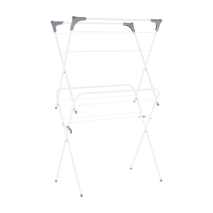 Uscator de haine/rufe, extensibil, metal/plastic, alb/gri,105x60x37 cm, Bortis Impex