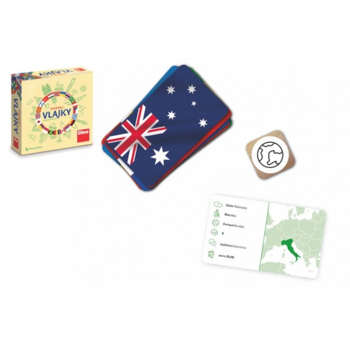 Настолна игра, Dino, Познай знамената, 10 години+, 13x13x4 см, Многоцветен